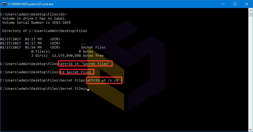 نمایش پوشه‌های مخفی با استفاده از Command Prompt