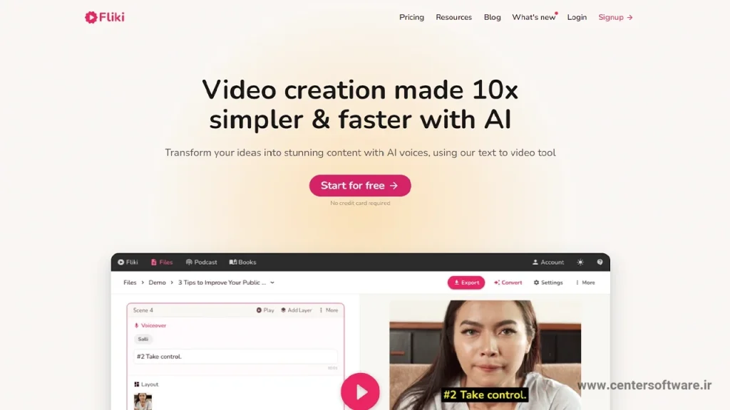 تبدیل عکس به ویدیو با هوش مصنوعی رایگان Fliki