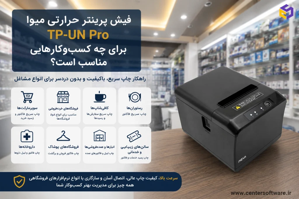 فیش پرینتر حرارتی میوا TP-UN Pro برای چه کسب‌وکارهایی مناسب است؟